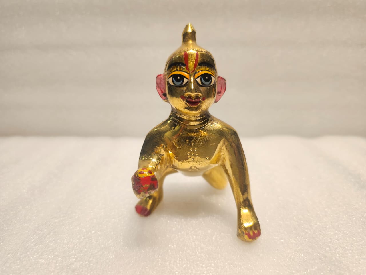 5 No. Golden Brass Laddu Gopal Idol | 5-Inch Bal Gopal Krishna Murti for Pooja, Janmashtami & Gifting