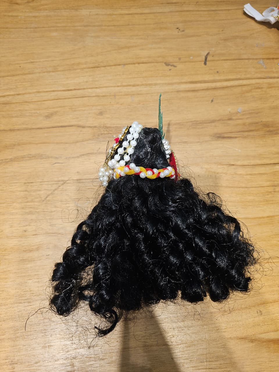 Premium Curly Hair Wig for Laddu Gopal (10–14 No.) & Radha Krishna Idol (15–18 Inch) | Handmade Shringar Hair
