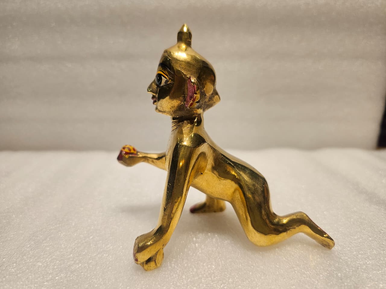 5 No. Golden Brass Laddu Gopal Idol | 5-Inch Bal Gopal Krishna Murti for Pooja, Janmashtami & Gifting