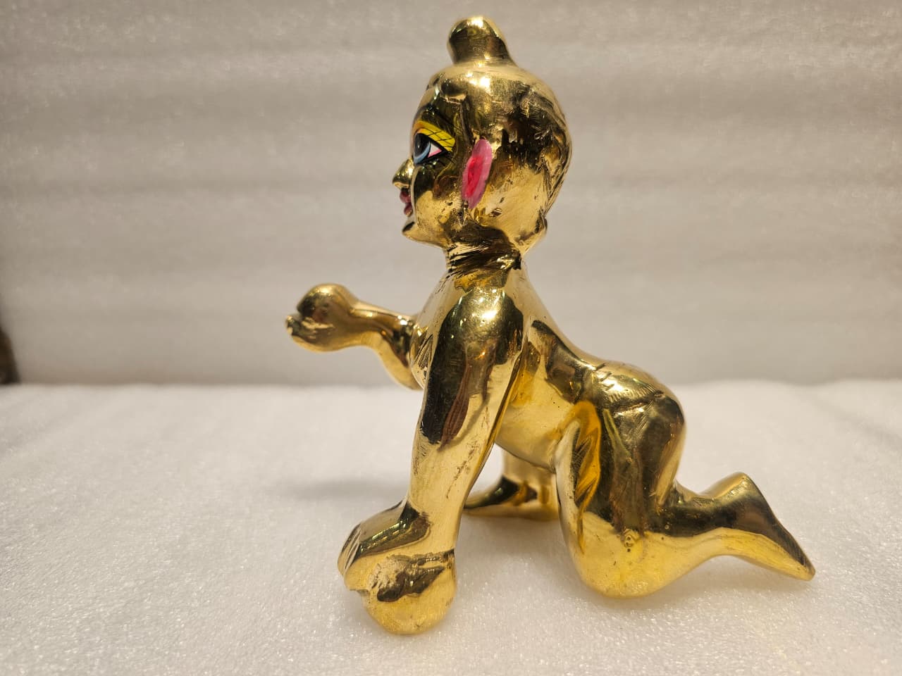 7 No. Golden Brass Laddu Gopal Idol | 6-Inch Bal Gopal Krishna Murti for Home Temple, Pooja & Gifting