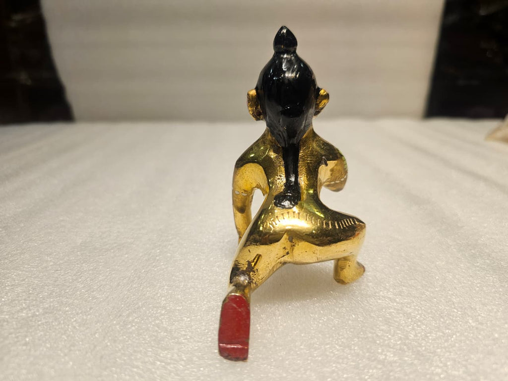 4 No. Golden Brass Laddu Gopal Idol | 4-Inch Bal Gopal Krishna Murti for Pooja, Janmashtami & Gifting