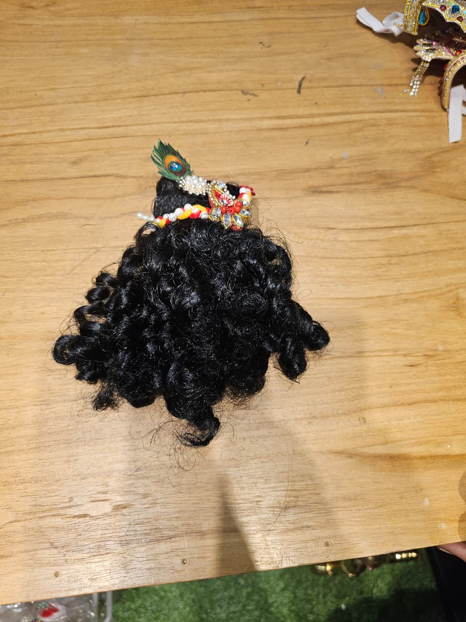 Premium Curly Hair Wig for Laddu Gopal (10–14 No.) & Radha Krishna Idol (15–18 Inch) | Handmade Shringar Hair