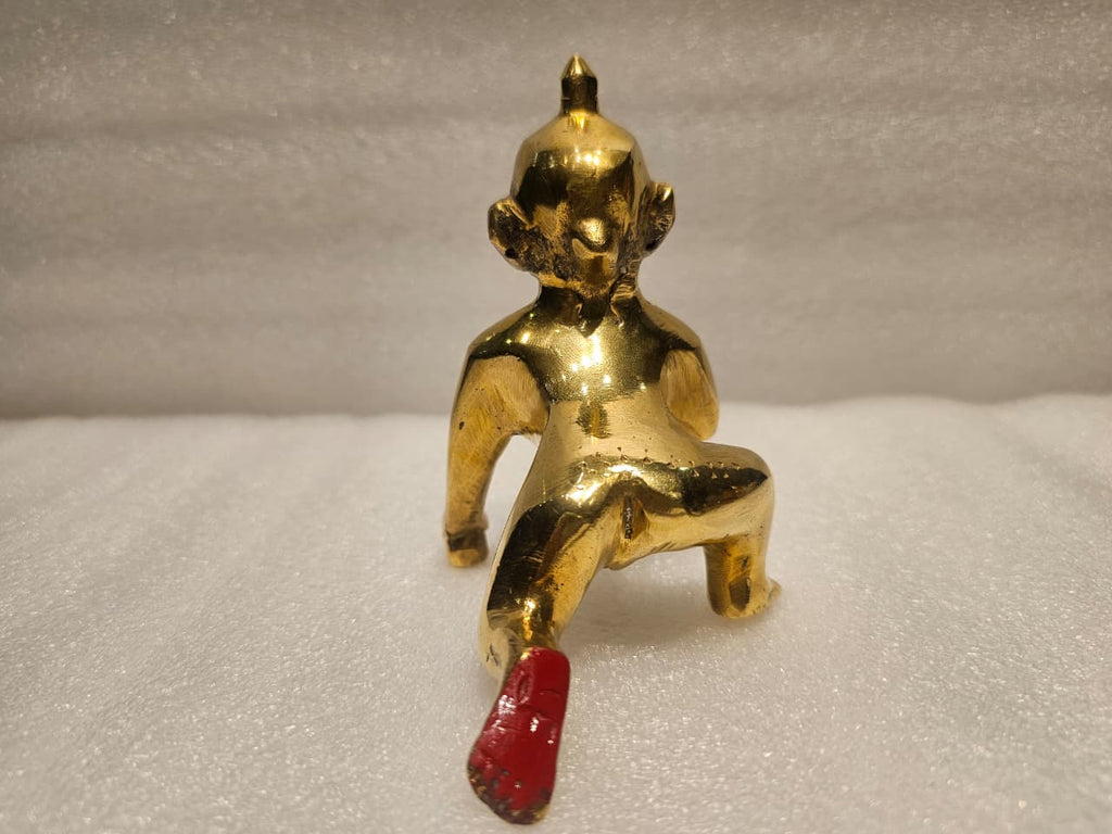 5 No. Golden Brass Laddu Gopal Idol | 5-Inch Bal Gopal Krishna Murti for Pooja, Janmashtami & Gifting