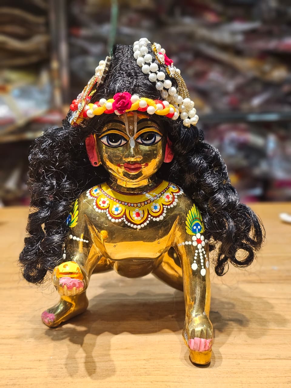 Premium Curly Hair Wig for Laddu Gopal (10–14 No.) & Radha Krishna Idol (15–18 Inch) | Handmade Shringar Hair