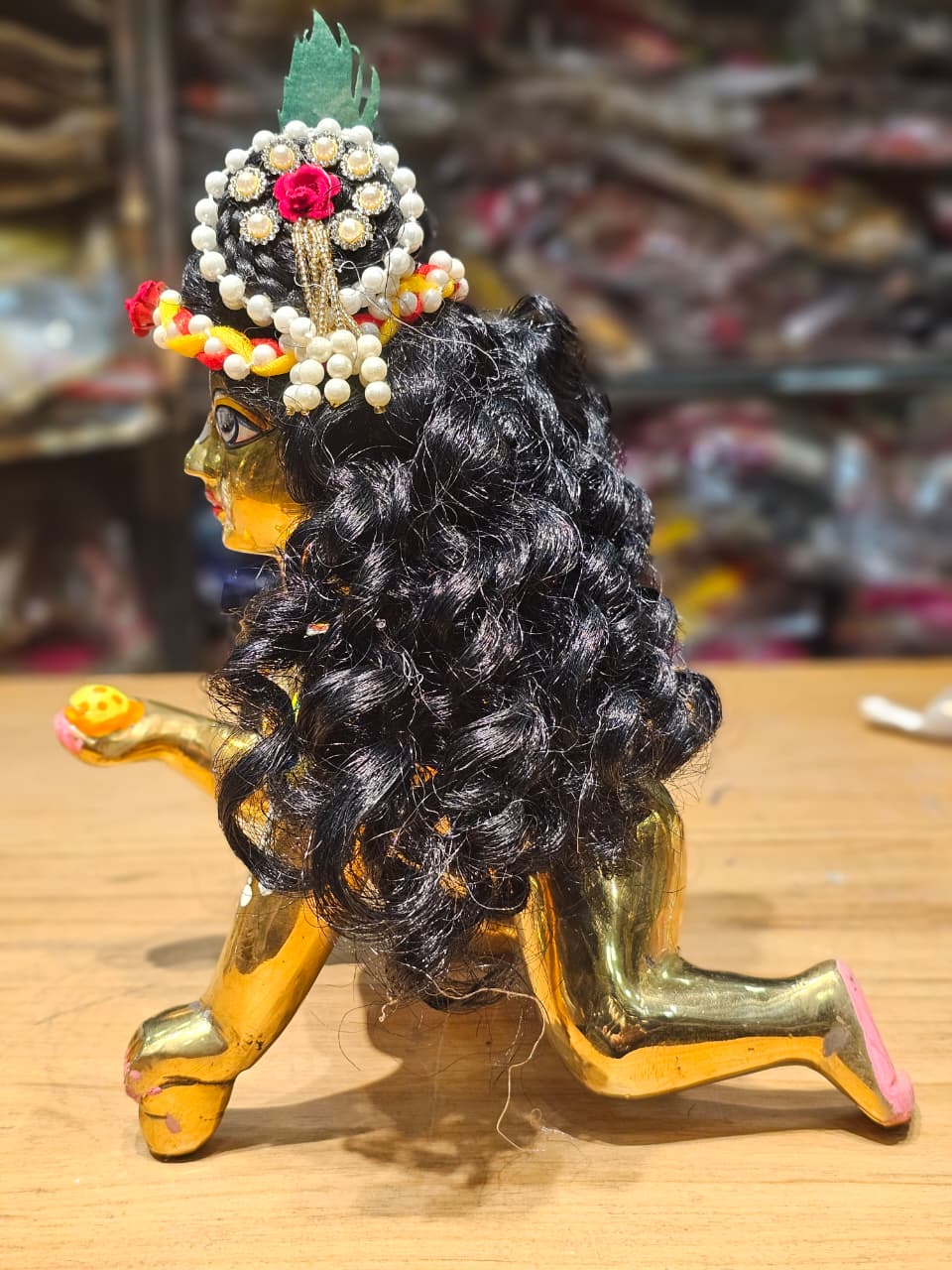 Premium Curly Hair Wig for Laddu Gopal (10–14 No.) & Radha Krishna Idol (15–18 Inch) | Handmade Shringar Hair