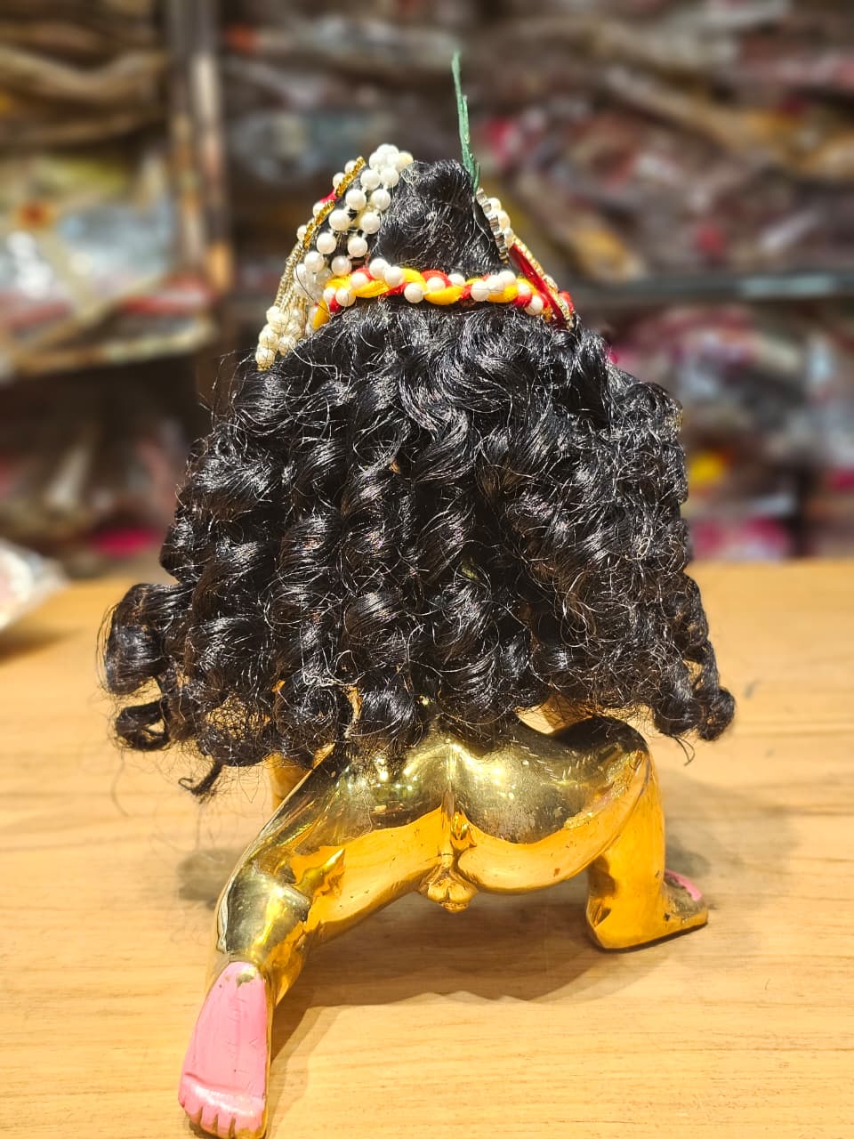 Premium Curly Hair Wig for Laddu Gopal (10–14 No.) & Radha Krishna Idol (15–18 Inch) | Handmade Shringar Hair