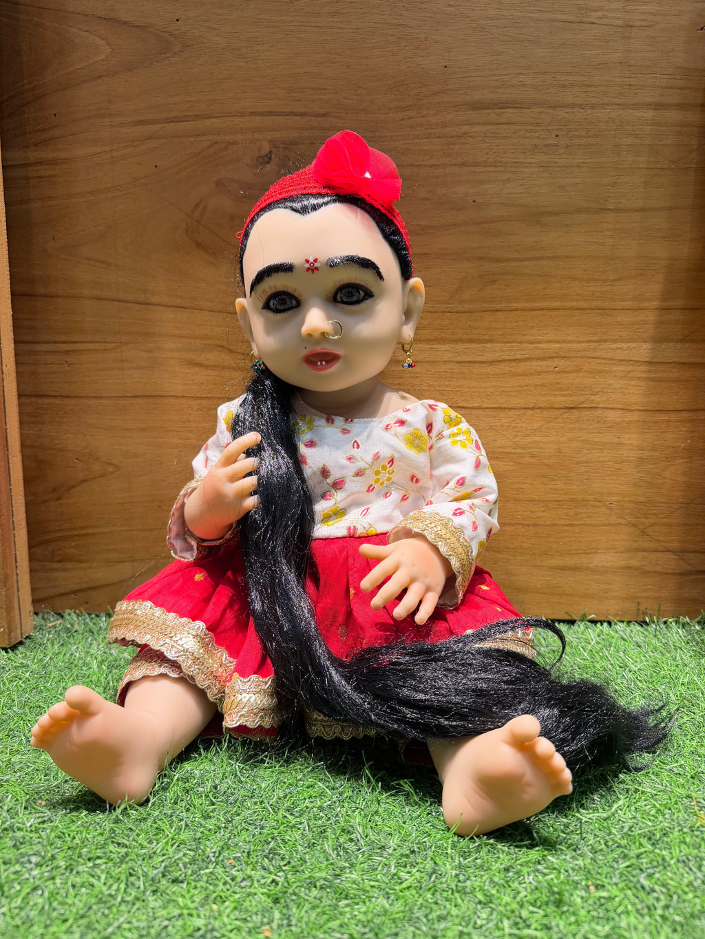 *New* 23-Inch Realistic Silicone Lali (Radha Rani) Idol | Bal Radha Rani Doll for Pooja, Radhasthami & Gifting