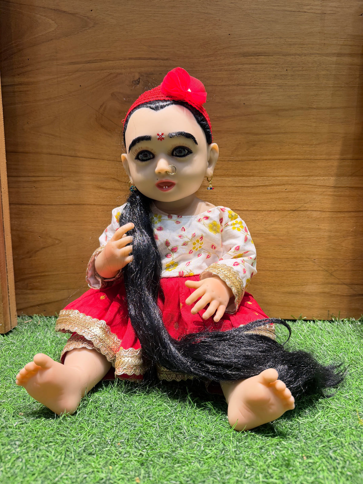 *New* 23-Inch Realistic Silicone Lali (Radha Rani) Idol | Bal Radha Rani Doll for Pooja, Radhasthami & Gifting