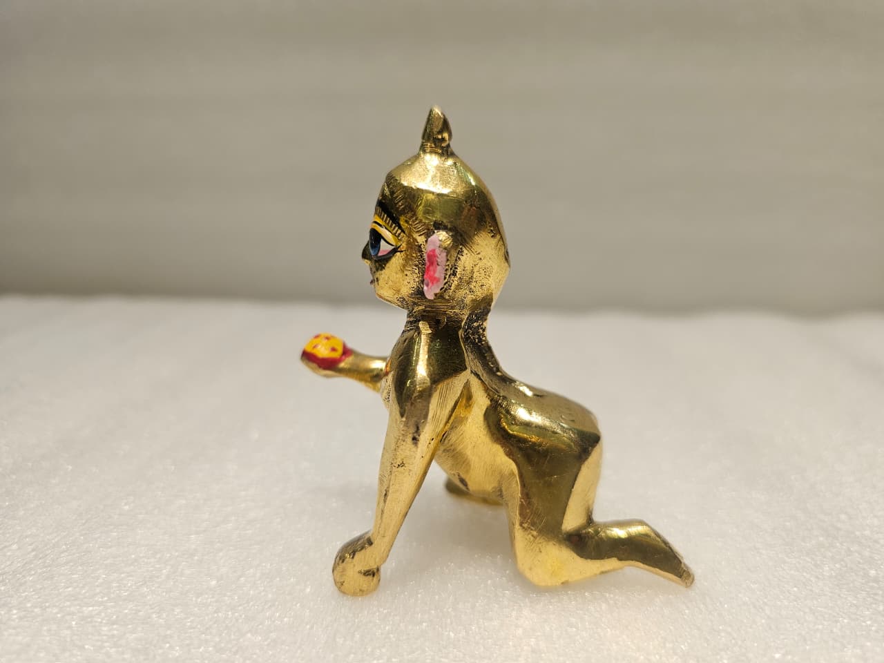 2 No. Golden Brass Laddu Gopal Idol | Bal Gopal Krishna Murti for Home Temple, Janmashtami & Gifting